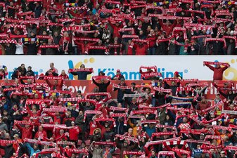 Mainzer Zuschauer singen die Vereinshymne. Am 7. Februar wird das Spiel gegen Union Berlin nachgeholt. Mainzer Zuschauer singen die Vereinshymne. Am 7. Februar wird das Spiel gegen Union Berlin nachgeholt.