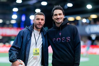 Wollen bei der Baller League mitspielen: Lukas Podolski und Mats Hummels. Wollen bei der Baller League mitspielen: Lukas Podolski und Mats Hummels.