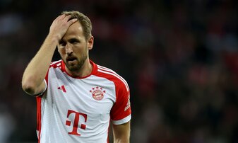 ,,Oh no, he has missed, no!" - Harry Kane war im Spiel Bayer Leverkusen gegen den FC Bayern (3:0) kein Faktor für den Rekordmeister. Foto: Lars Baron/Getty Images. ,,Oh no, he has missed, no!" - Harry Kane war im Spiel Bayer Leverkusen gegen den FC Bayern (3:0) kein Faktor für den Rekordmeister. Foto: Lars Baron/Getty Images.