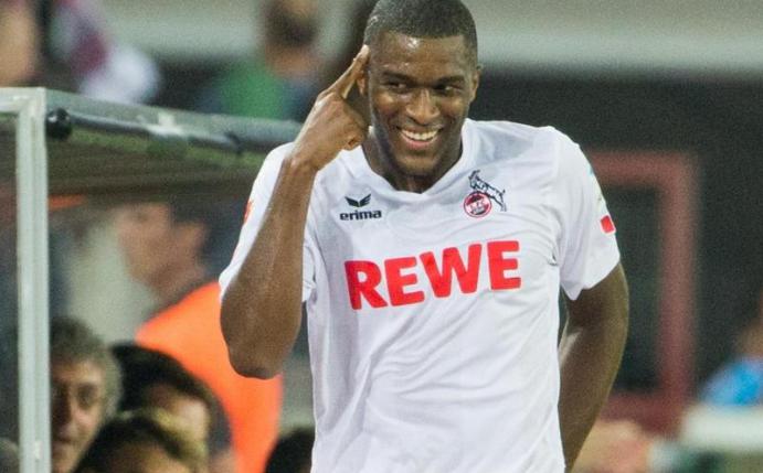 Anthony Modeste trifft gegen den Aufsteiger zweimal per Kopf. Foto: Rolf Vennenbernd