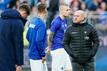 Darmstadts Trainer Torsten Lieberknecht (r) steht nach Spielende auf dem Spielfeld.