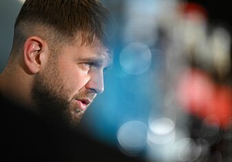 Niclas Füllkrug bei der DFB-Pressekonferenz in Frankfurt am Main. Niclas Füllkrug bei der DFB-Pressekonferenz in Frankfurt am Main.