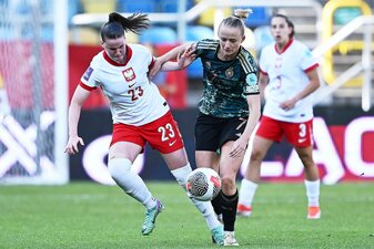 Lea Schüller (r) traf beim Sieg der DFB-Frauen in Polen doppelt. Lea Schüller (r) traf beim Sieg der DFB-Frauen in Polen doppelt.