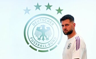 Niclas Füllkrug bei der DFB-Pressekonferenz in Herzogenaurach. Niclas Füllkrug bei der DFB-Pressekonferenz in Herzogenaurach.