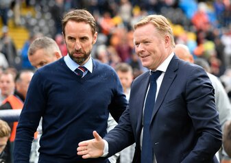 Treffen im EM-Halbfinale aufeinander: Englands Trainer Gareth Southgate (l) und Oranje-Coach Ronald Koeman. Treffen im EM-Halbfinale aufeinander: Englands Trainer Gareth Southgate (l) und Oranje-Coach Ronald Koeman.