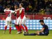 Die Spieler des AS Monaco feiertn einen Treffer gegen Montpellier. Foto: Sebastien Nogier
