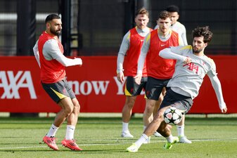Dominik Szoboszlai im Training des FC Liverpool. Dominik Szoboszlai im Training des FC Liverpool.