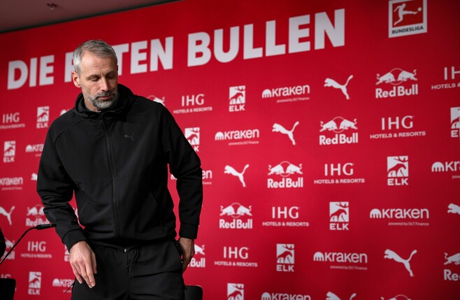 Marco Rose sitzt auch am Mittwoch im DFB-Pokal gegen Frankfurt auf der RB-Bank.