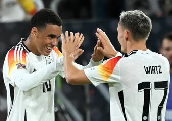 Teamkollegen im Nationalteam, Gegner im Pokal: Jamal Musiala (l) und Florian Wirtz. Teamkollegen im Nationalteam, Gegner im Pokal: Jamal Musiala (l) und Florian Wirtz.