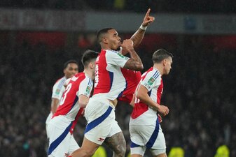 Gabriel Jesus führte den FC Arsenal mit einem Hattrick ins Halbfinale des Ligapokals. Gabriel Jesus führte den FC Arsenal mit einem Hattrick ins Halbfinale des Ligapokals.