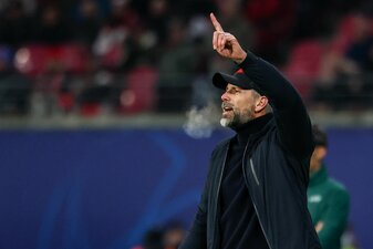 Gibt die Richtung vor: RB Leipzig Trainer Marco Rose. Gibt die Richtung vor: RB Leipzig Trainer Marco Rose.