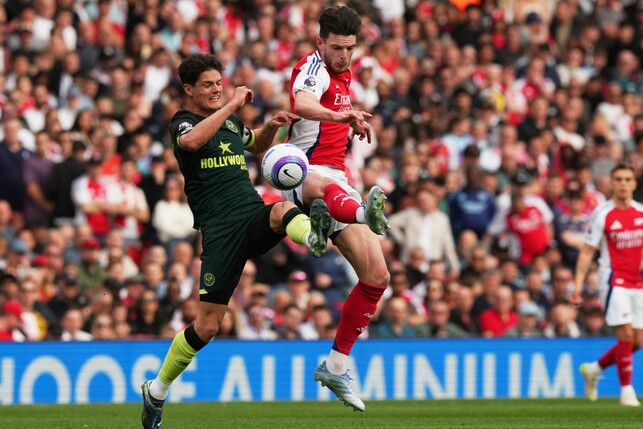 Gala gegen Real, Enttäuschung gegen Brentford: Arsenals Declan Rice (r.) erlebt eine Woche mit Höhen und Tiefen.