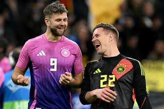 Prominentes DFB-Duo vor der Rückkehr? Torjäger Niclas Füllkrug (l) und Torwart Marc-André ter Stegen. Prominentes DFB-Duo vor der Rückkehr? Torjäger Niclas Füllkrug (l) und Torwart Marc-André ter Stegen.