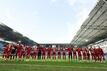 DUISBURG, GERMANY - OCTOBER 28: The team of Essen celebrates the 2-1 victory after dthe 3. Liga match between MSV Duisburg and Rot-Weiss Essen at Schauinsland-Reisen-Arena on October 28, 2023 in Duisb