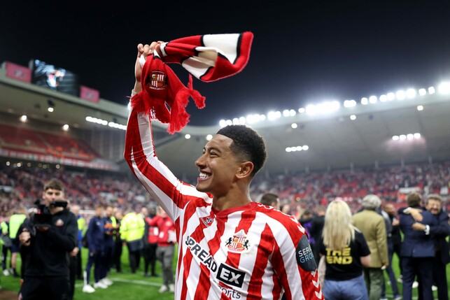 Jobe Bellingham hat mit Sunderland den Aufstieg in die Premier League gefeiert. | Foto: George Wood/Getty Images