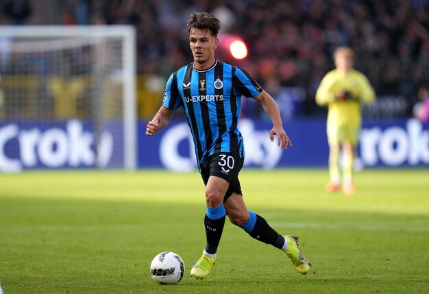 BRUSSELS, BELGIUM - MAY 04: Ardon Jashari #30 of Club Brugge KV dribbles the ball in the first half of the Croky Cup Final between Club Brugge KV and RSC Anderlecht at King Baudouin Stadium on May 04,