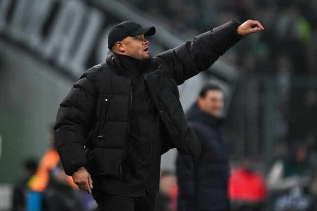  Münchens Trainer Vincent Kompany beim Spiel bei Borussia Mönchengladbach im Januar 2025. 