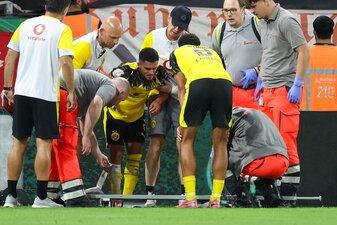 Yan Couto nach dem groben Foul von Essens Profi Owusu. Yan Couto nach dem groben Foul von Essens Profi Owusu.