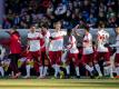 Der VfB Stuttgart siegte beim FC Erzgebirge Aue klar mit 4:0. Foto: Thomas Eisenhuth
<br>dpa-infocom GmbH