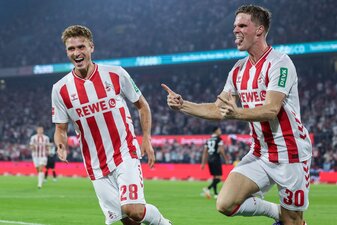 Kölns Marius Bülter bejubelt sein Tor zum 2:0. Kölns Marius Bülter bejubelt sein Tor zum 2:0.
