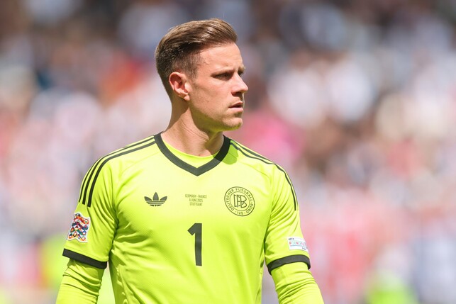 STUTTGART, GERMANY - JUNE 08: Marc-Andre ter Stegen of Germany reacts during the UEFA Nations League 2025 third place match between Germany and France at Stuttgart Arena on June 08, 2025 in Stuttgart,
