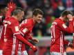 Thomas Müller bejubelte beim 5:0 über den VfL Wolfsburg sein erstes Liga-Tor in dieser Saison. Foto: Sven Hoppe
<br>dpa-infocom GmbH