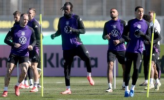 DORTMUND, GERMANY - MARCH 18: Yann-Aurel Bisseck warms up during a Germany training session at Borussia Dortmund training ground on March 18, 2025 in Dortmund, Germany. (Photo by Lars Baron/Getty Imag DORTMUND, GERMANY - MARCH 18: Yann-Aurel Bisseck warms up during a Germany training session at Borussia Dortmund training ground on March 18, 2025 in Dortmund, Germany. (Photo by Lars Baron/Getty Imag