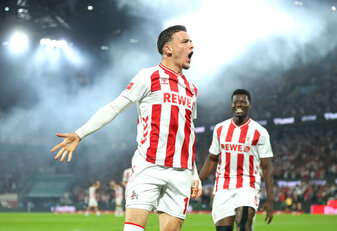 COLOGNE, GERMANY - AUGUST 31: Said El Mala of 1.FC Koln celebrates scoring his team's third goal during the Bundesliga match between 1. FC Köln and SC Freiburg at RheinEnergieStadion on August 31, 20 COLOGNE, GERMANY - AUGUST 31: Said El Mala of 1.FC Koln celebrates scoring his team's third goal during the Bundesliga match between 1. FC Köln and SC Freiburg at RheinEnergieStadion on August 31, 20