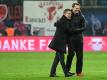 Sportdirektor Ralf Rangnick (l) und Cheftrainer Ralph Hasenhüttl sind die Macher bei RB Leipzig. Foto: Hendrik Schmidt
<br>dpa-infocom GmbH
