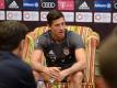 Bayern-Stürmer Robert Lewandowski bei der Presserunde in Doha. Foto: Andreas Gebert