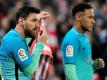 Lionel Messi (l.) und Neymar verlieren mit Barcelona (Quelle: SID)