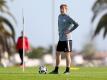 Emil Forsberg steht während einer Trainingseinheit von RB Leipzig in Lagos auf dem Platz. Foto: Jan Woitas
<br>dpa-infocom GmbH