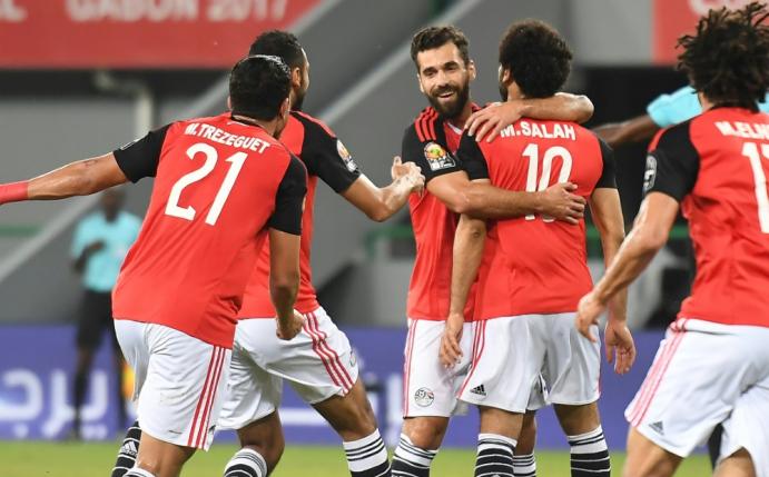 Ägypten bejubelt das 1:0-Siegtor von Mohamed Salah