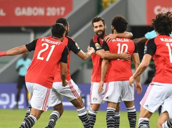 Ägypten bejubelt das 1:0-Siegtor von Mohamed Salah Ägypten bejubelt das 1:0-Siegtor von Mohamed Salah