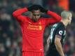 Liverpools Danie Sturridge ärgert sich über eine verpasste Chance im Spiel gegen Southampton. Foto: Martin Rickett
