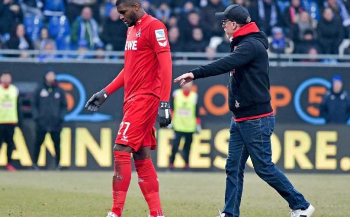 Anthony Modeste wurde kurz nach der Pause von Kölns Trainer Peter Stöger ausgewechselt. Foto: Thorsten Wagner