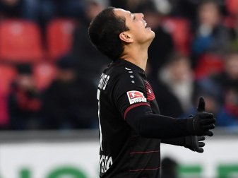 Chicharito fehlt Bayer Leverkusen verletzt beim Spiel gegen den Hamburger SV. Foto: Federico Gambarini Chicharito fehlt Bayer Leverkusen verletzt beim Spiel gegen den Hamburger SV. Foto: Federico Gambarini