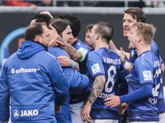 Die Darmstädter feierten ausgelassen den 2:1-Sieg gegen den BVB. Foto: Frank Rumpenhorst Die Darmstädter feierten ausgelassen den 2:1-Sieg gegen den BVB. Foto: Frank Rumpenhorst