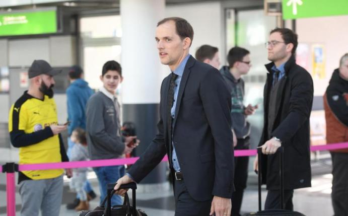 Thomas Tuchel kurz vor dem Abflug nach Lissabon. Foto: Bernd Thissen