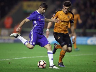 Chelseas Diego Costa (l) entschied mit seinem 2:0 das Pokalspiel gegen Wolverhampton. Foto: Nick Potts Chelseas Diego Costa (l) entschied mit seinem 2:0 das Pokalspiel gegen Wolverhampton. Foto: Nick Potts