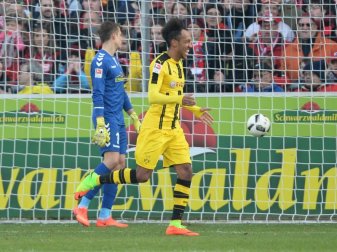 Dortmunds Pierre-Emerick Aubameyang konnte sich gegen Freiburg über einen Doppelpack freuen. Foto: Patrick Seeger Dortmunds Pierre-Emerick Aubameyang konnte sich gegen Freiburg über einen Doppelpack freuen. Foto: Patrick Seeger