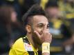 BVB-Stürmer Pierre-Emerick Aubameyang hatte sich ein Sponsoren-Logo ins Haar gefärbt. Foto: Bernd Thissen