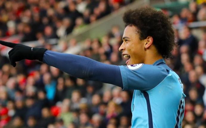 Leroy Sané jubelt über seinen Treffer gegen Sunderland. Foto: Owen Humphreys