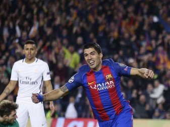 Luis Suarez jubelt nach seinem Treffer zum 1:0 für den FC Barcelona. Foto: Manu Fernandez