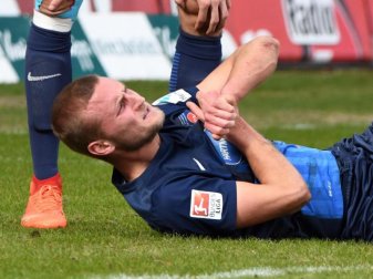 Timo Beermann hatte sich beim 2:2 gegen den SV Sandhausen die Schulter ausgekugelt. Foto: Stefan Puchner Timo Beermann hatte sich beim 2:2 gegen den SV Sandhausen die Schulter ausgekugelt. Foto: Stefan Puchner