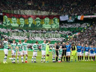 Die Ur-Mutter aller Derbys: Celtic Glasgow und die Glasgow-Rangers trafen zum 405. Mal in einem Pflichtspiel aufeinander. Foto: Jeff Holmes/Pa Wire Die Ur-Mutter aller Derbys: Celtic Glasgow und die Glasgow-Rangers trafen zum 405. Mal in einem Pflichtspiel aufeinander. Foto: Jeff Holmes/Pa Wire