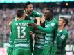 Die Spieler von Werder Bremen feiern das 2:0 gegen RB Leipzig. Foto: Carmen Jaspersen