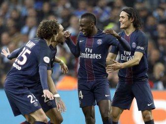 Paris Saint-Germains Spieler jubeln über ein Tor. Foto: Claude Paris