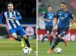 Hertha hofft auf Tor von Vedad Ibisevic (l); Hoffenheim setzt auf Sandro Wagner. Foto: Thomas Eisenhuth