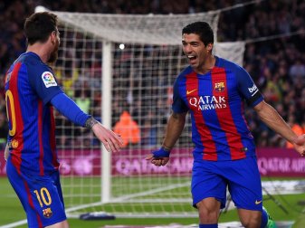 Luis Suarez und Lionel Messi treffen gegen Sevilla Luis Suarez und Lionel Messi treffen gegen Sevilla